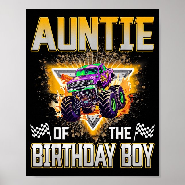 Affiche Auntie Of The Birthday Boy Monster Truck Birthday  (Devant)