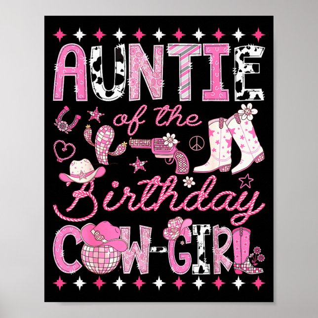 Affiche Auntie Of The Birthday Cowgirl Nk Rodeo Western Di (Devant)
