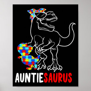 Affiche Auntiesaurus T Rex Dinosaure Autisme Sensibilisati