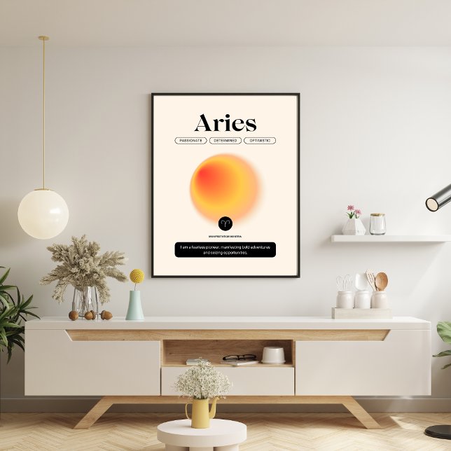 Affiche Aura Gradient Aries Zodiac Sign Manifestation Art (Créateur téléchargé)