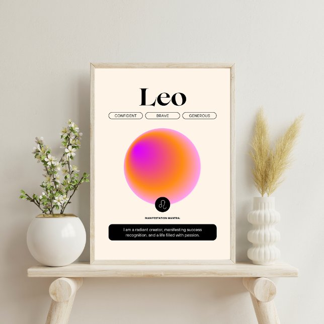 Affiche Aura Gradient Leo Zodiac Signal Manifestation Art (Créateur téléchargé)