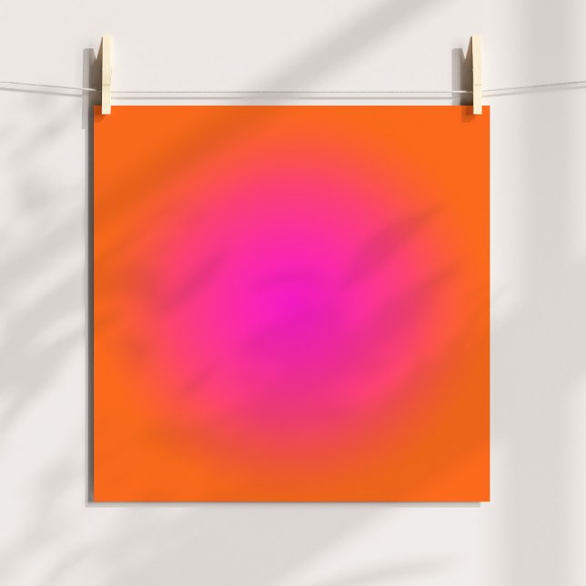 Affiche Aura Ombre Orange Clair et Rose Magenta Chaud (Bright Orange and Hot Magenta Pink Aura Ombre Square Poster)