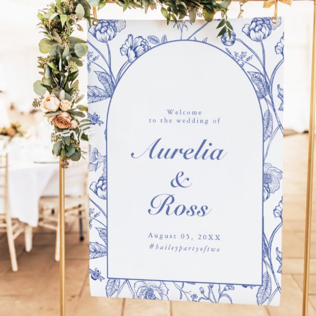 Affiche AURELIA Chinoiserie Blue Victorian Floral Mariage (Créateur téléchargé)