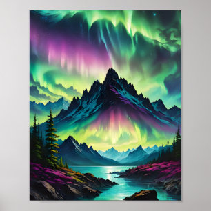 Affiche Aurora au-dessus du lac Mountain