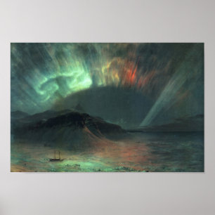 Affiche Aurora Borealis Église Frédéric Edwin