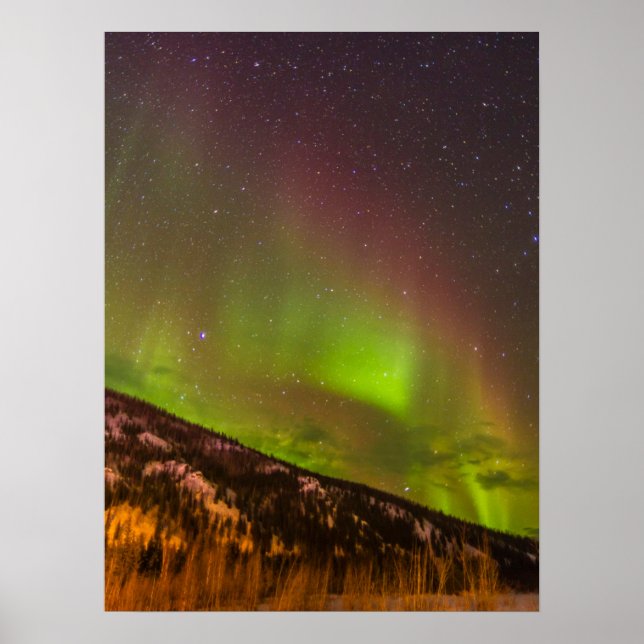 Affiche Aurora Borealis | Montagnes Fairbanks Alaska (Devant)