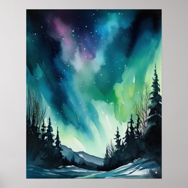 Affiche Aurora Borealis Northern Lights Art Imprimer Poste (Devant)