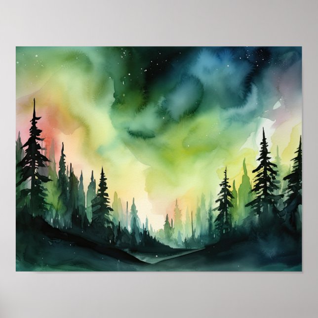 Affiche Aurora Borealis Northern Lights Art Imprimer Poste (Devant)