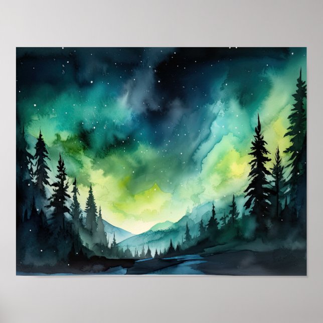 Affiche Aurora Borealis Northern Lights Art Imprimer Poste (Devant)