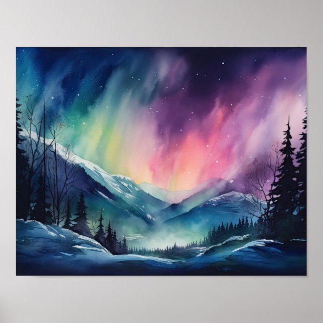 Affiche Aurora Borealis Northern Lights Art Imprimer Poste (Devant)