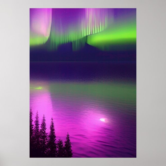 Affiche Aurora Borealis sur l'eau (Devant)