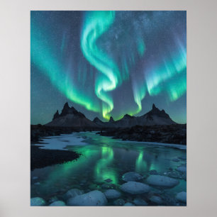 Affiche Aurore au-dessus de la nature sauvage islandaise