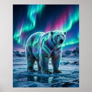 Affiche Aurore Ours polaire Ciel du Nord