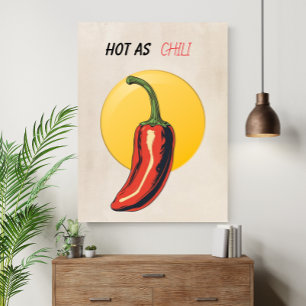 Affiche Aussi chaud que du chili Cuisine Rétro Drôle