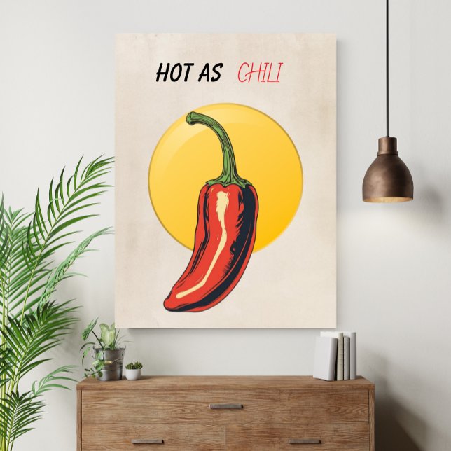 Affiche Aussi chaud que du chili Cuisine Rétro Drôle  (Créateur téléchargé)