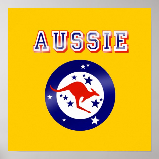 Affiche Aussie Kangaroo logo emblème (Devant)