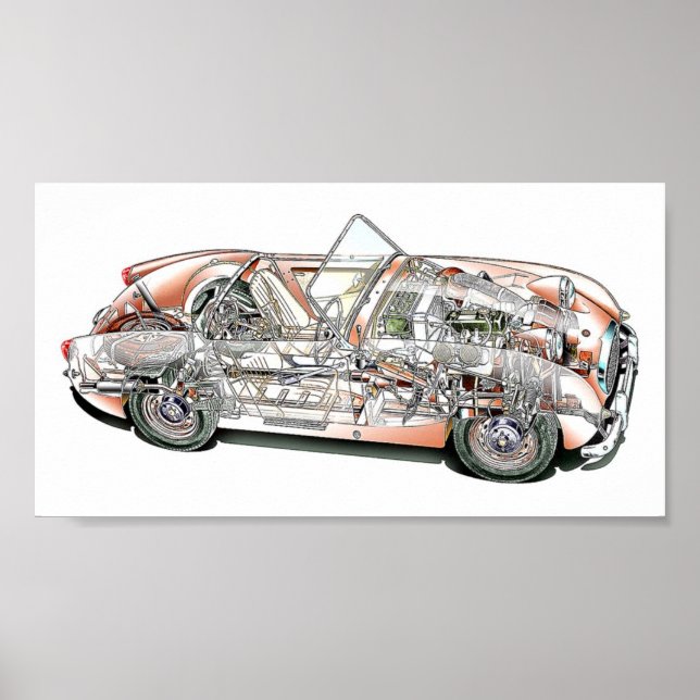 Affiche Austin Healey bugeye sprite coutay dessin (Devant)