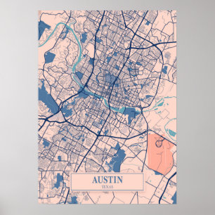 Affiche Austin - Texas Breezy City Map