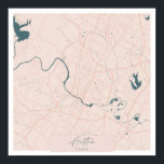 Affiche Austin Texas Pink and Blue Cute Script Street Map<br><div class="desc">Austin Texas Pink and Blue Cute Script Street Map</div>