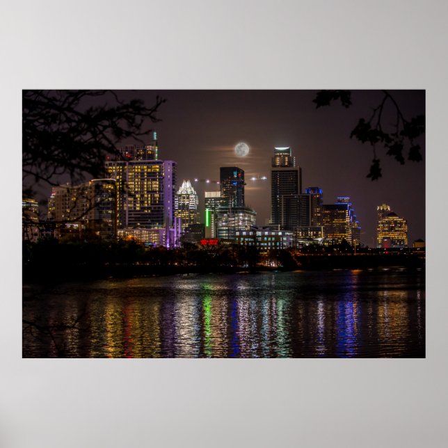 Affiche Austin, Texas Pleine lune v2 (Devant)