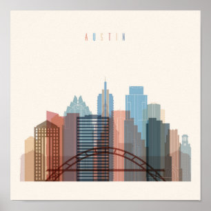 Affiche Austin, Texas   Ville Skyline