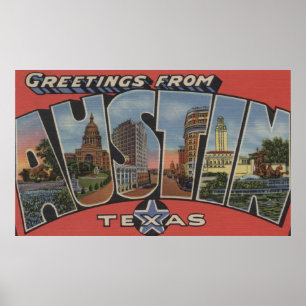 Affiche Austin, TexasScènes de grandes lettresAustin, TX