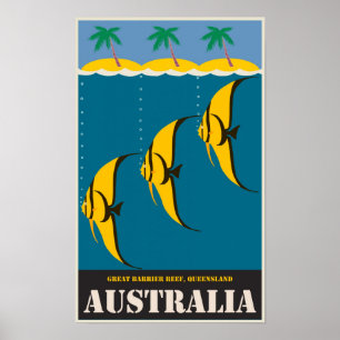 Affiche Australia Great Barrier Reef Vintage Travel
