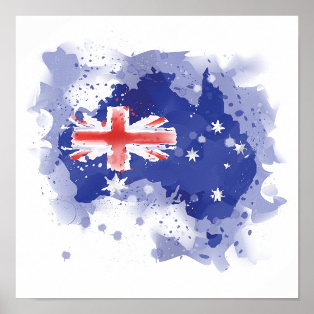 Affiche Australia Watercolor Map (Devant)