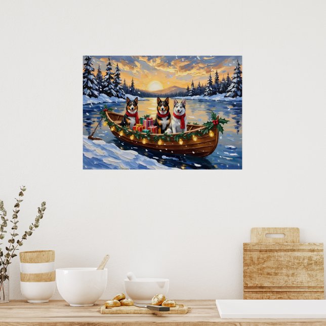 Affiche Australian Cattle Dog Christmas Boat Holiday (Cuisine)