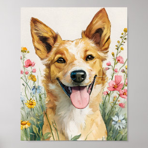Affiche Australian Cattle Dog Wall Art - Watercolor Cattle