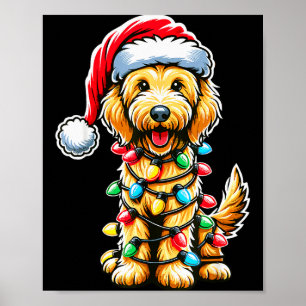Affiche Australian Labradoodle Sapin de Noël Xmas Père Noë