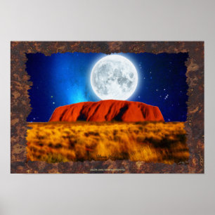 Affiche Australian Outback Ayers Rock "Uluru Moon" Art