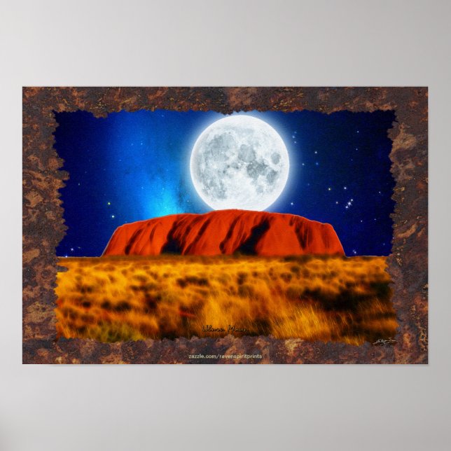 Affiche Australian Outback Ayers Rock "Uluru Moon" Art (Devant)