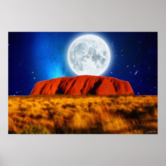 Affiche Australian Outback Ayers Rock "Uluru Moon" Art (Devant)