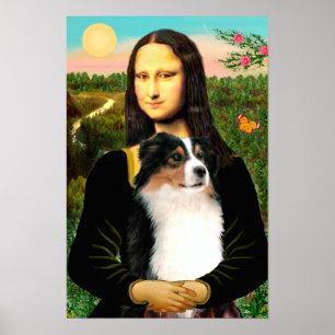 Affiche Australian Shepherd (tri) & Mona Lisa