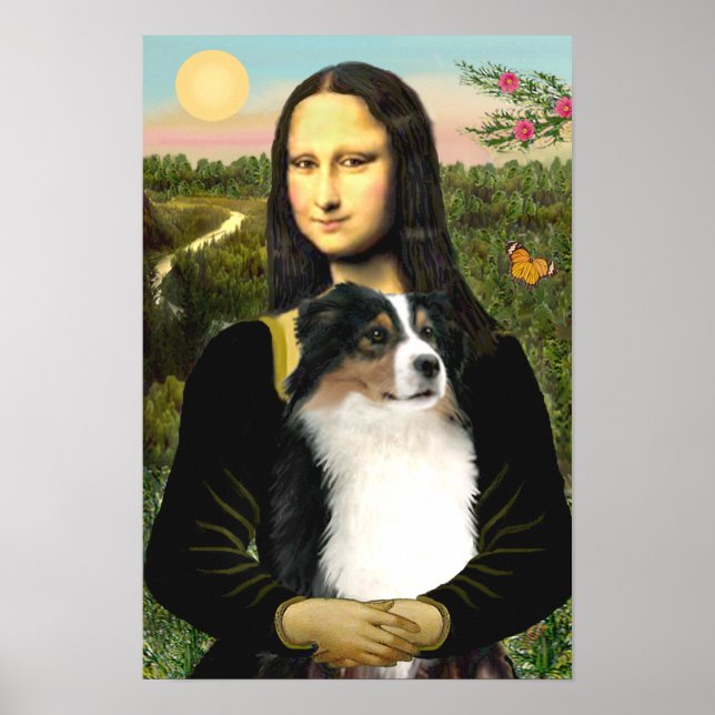 Affiche Australian Shepherd (tri) & Mona Lisa (Devant)