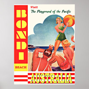 Affiche Australie-Aire de jeu du Pacifique, Bondi Beach