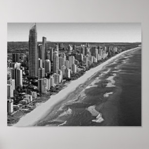 Affiche Australie Côte d'Or noir et blanc