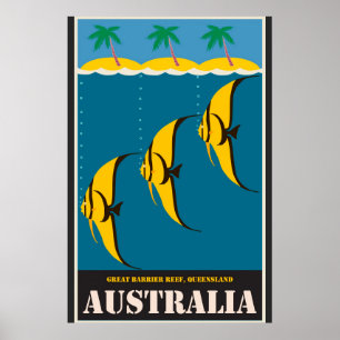 Affiche Australie Grand Vintage voyage de barrière de cora