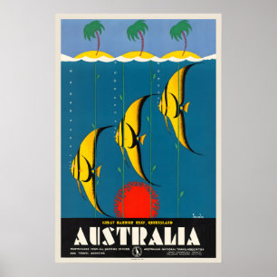 Affiche Australie Grande Barrière de Corail Queensland Vin