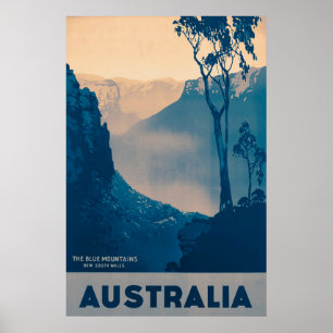 Affiche Australie, le Vintage voyage des Blue Mountains