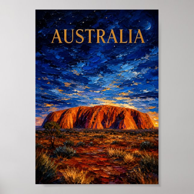 Affiche Australie : Nuit Mystique Uluru Art Souvenir (Devant)
