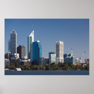 Affiche Australie, Perth, ciel de la ville depuis la riviè
