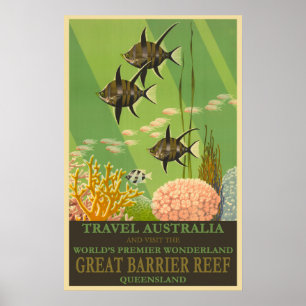 Affiche Australie Queensland, Grande Barrière de corail Vo