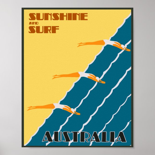 Affiche Australie : Sunshine et Vintage voyage Surf (Devant)