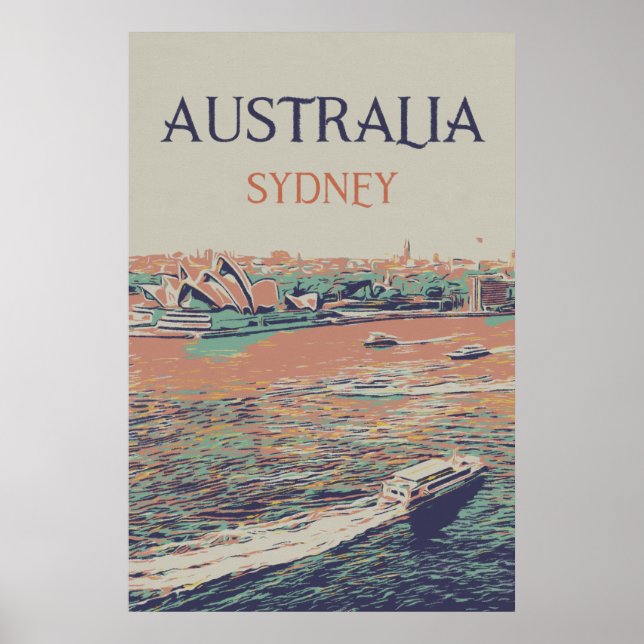 Affiche Australie, Sydney, vue sur la ville et l'opéra (Devant)