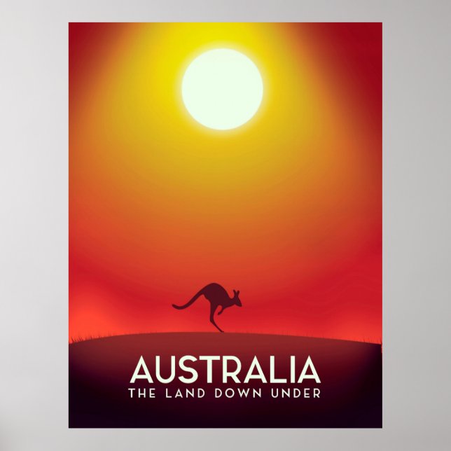 Affiche Australie "The land down under" tirage de vacances (Devant)