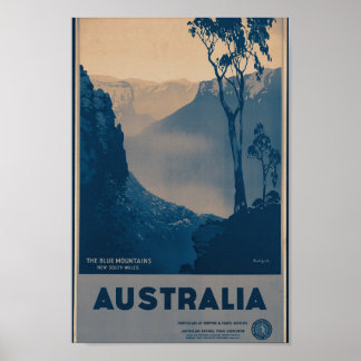 Affiche Australie vintage Montagnes bleues Nouvelle-Galles