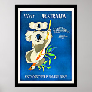 Affiche Australie - Visite Australie - illustration vintag