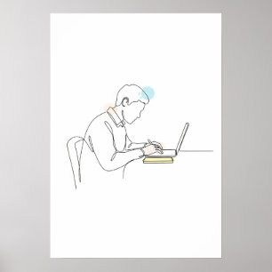 Affiche Auteur abstrait une ligne art continu